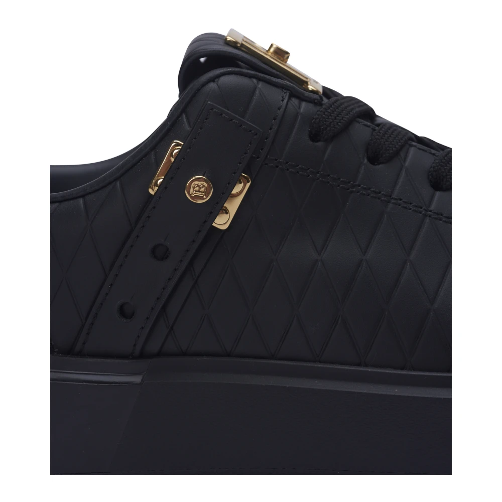 Balmain B-Court B-Buzz sneakers in reliëf kalfsleer Black Dames