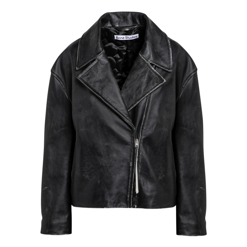 Acne Studios Biker Leren Jas Black Dames