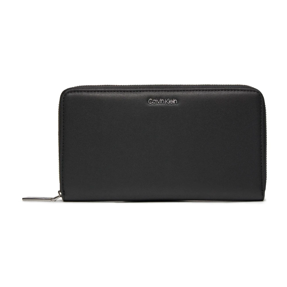 Calvin Klein Zwarte ritsportemonnee van polyester-polyurethaan Black Dames