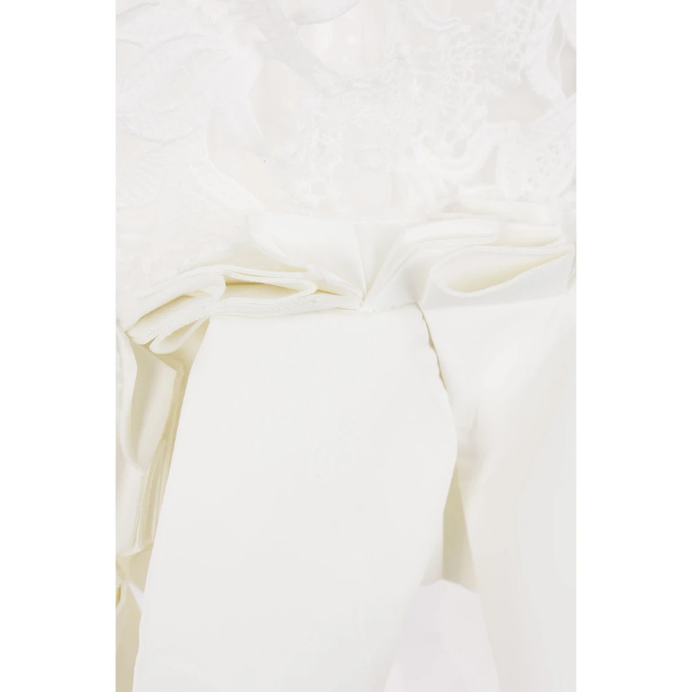 Comme des Garçons Witte Kantoverhemd met Ruches White Dames