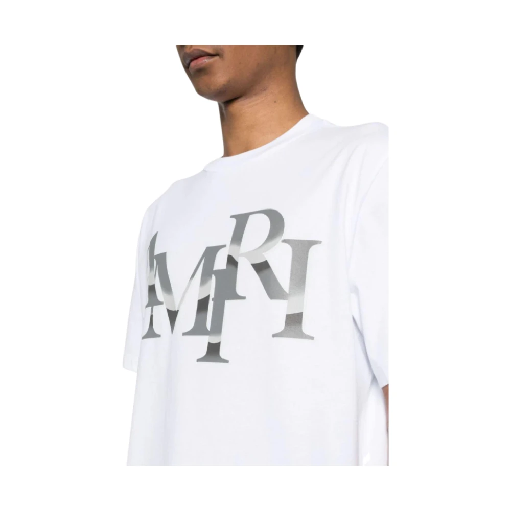 Amiri Witte Katoenen T-shirt met Bedrukt Logo White Heren