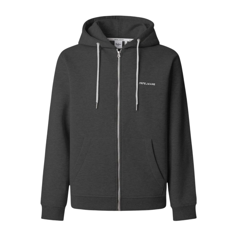 Pepe Jeans Men's Black Zip-Throughs, M, Damian Zip-Through Sweatshirt