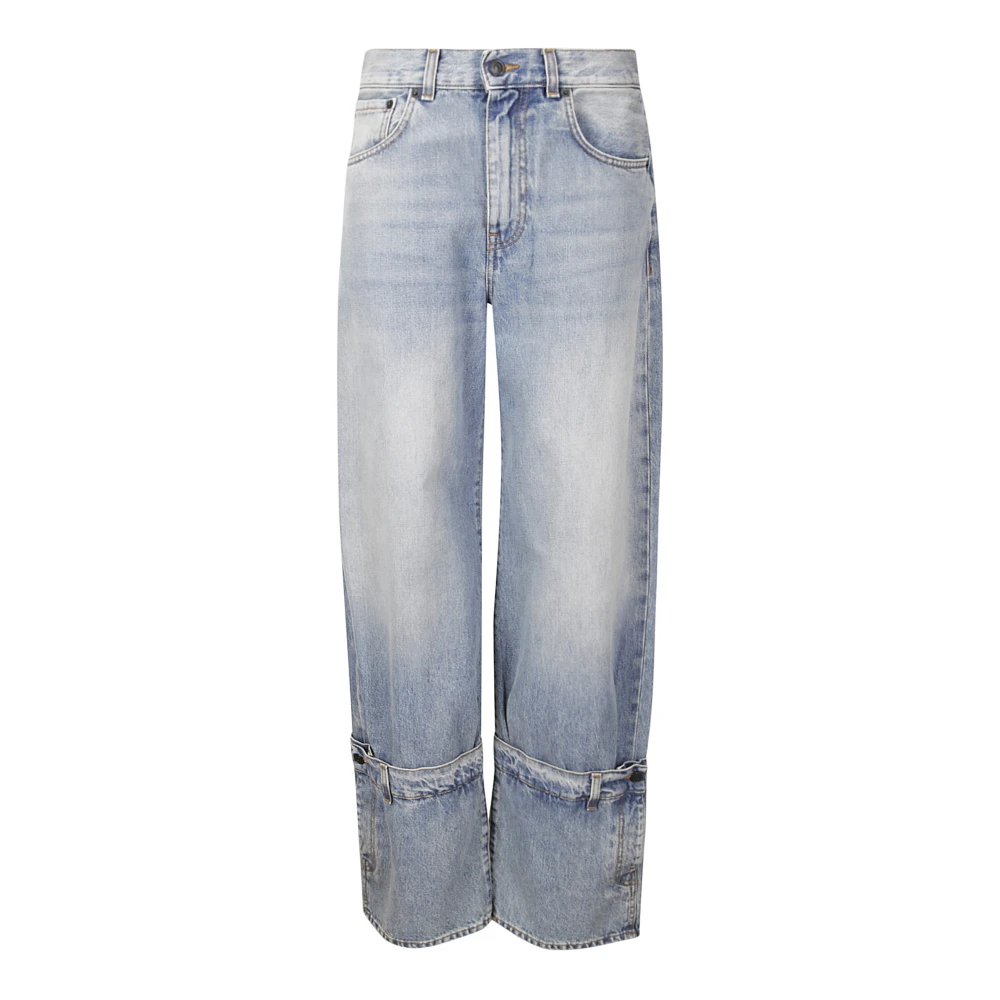 Haikure Wijde Pijp Knoopdetail Katoenen Jeans Blue Dames