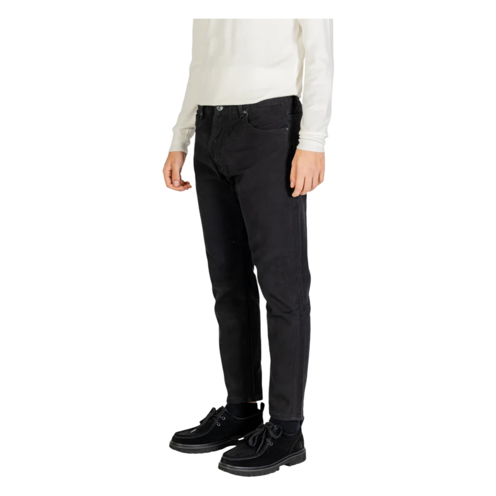 Gianni Lupo Zwarte katoenen broek met zakken Black Heren