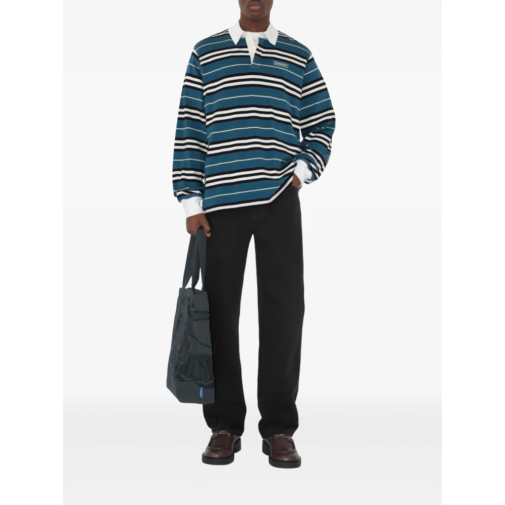 Burberry Blauw Gestreept Poloshirt Blue Heren