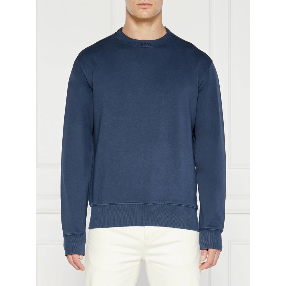 Hugo Boss Blauwe We Dye Sweater Regular Fit Blue Heren