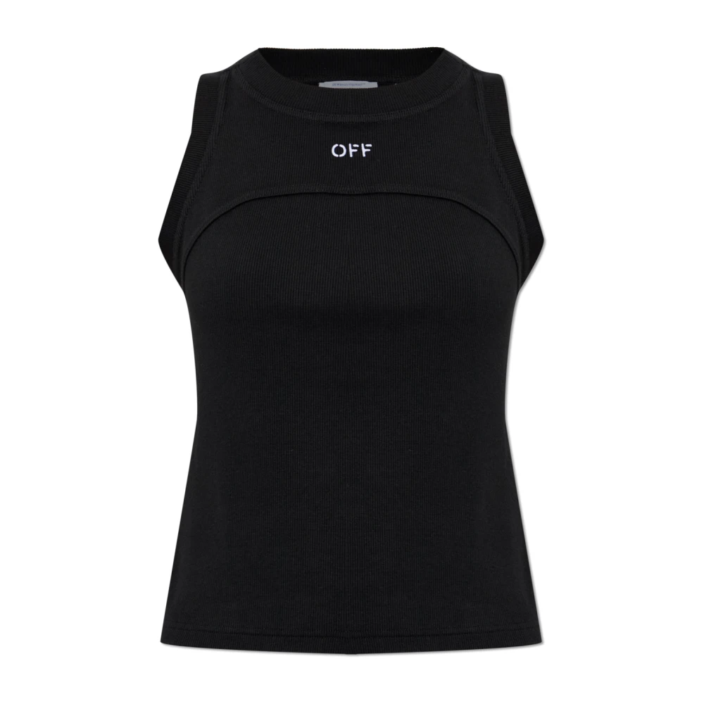 Off White Donna Black-White Canotta Girocollo A Costine Off Stamp - 42 - Immagine 2