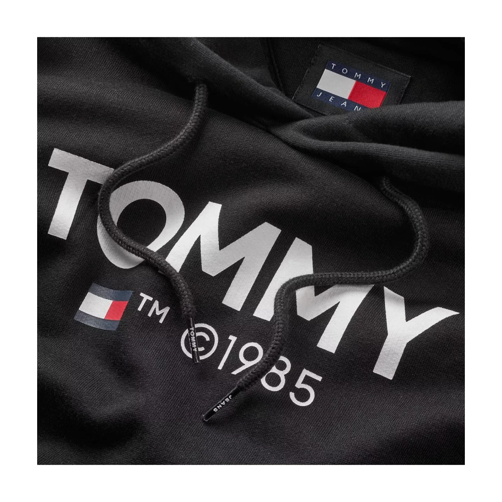 Tommy Jeans Zwarte hoodie met groot logo Black Heren