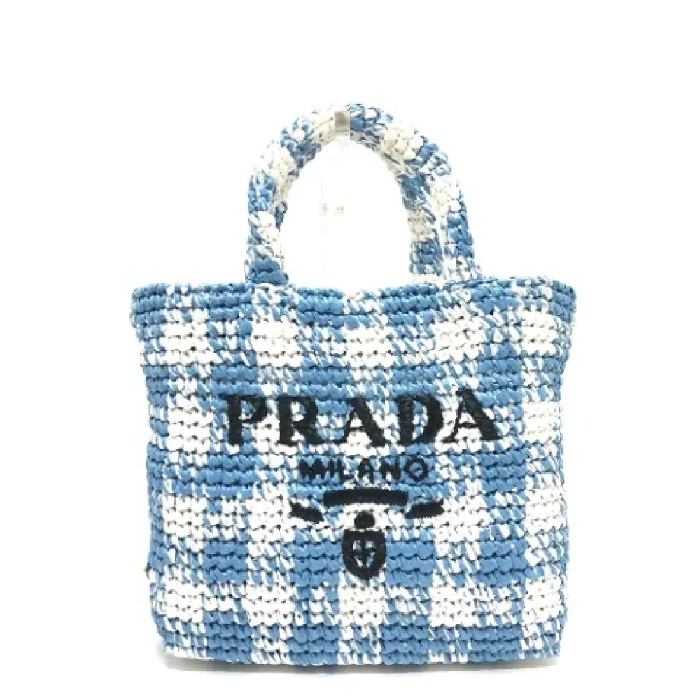 Prada Vintage Pre-owned Raffia handbags Blue Dames