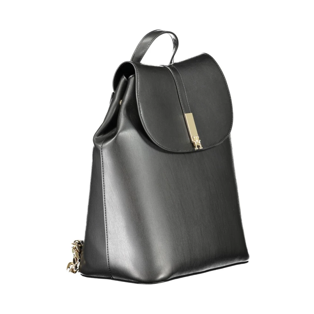 Tommy Hilfiger Zwarte Polyethyleen Rugzak met Verstelbare Banden Black Dames