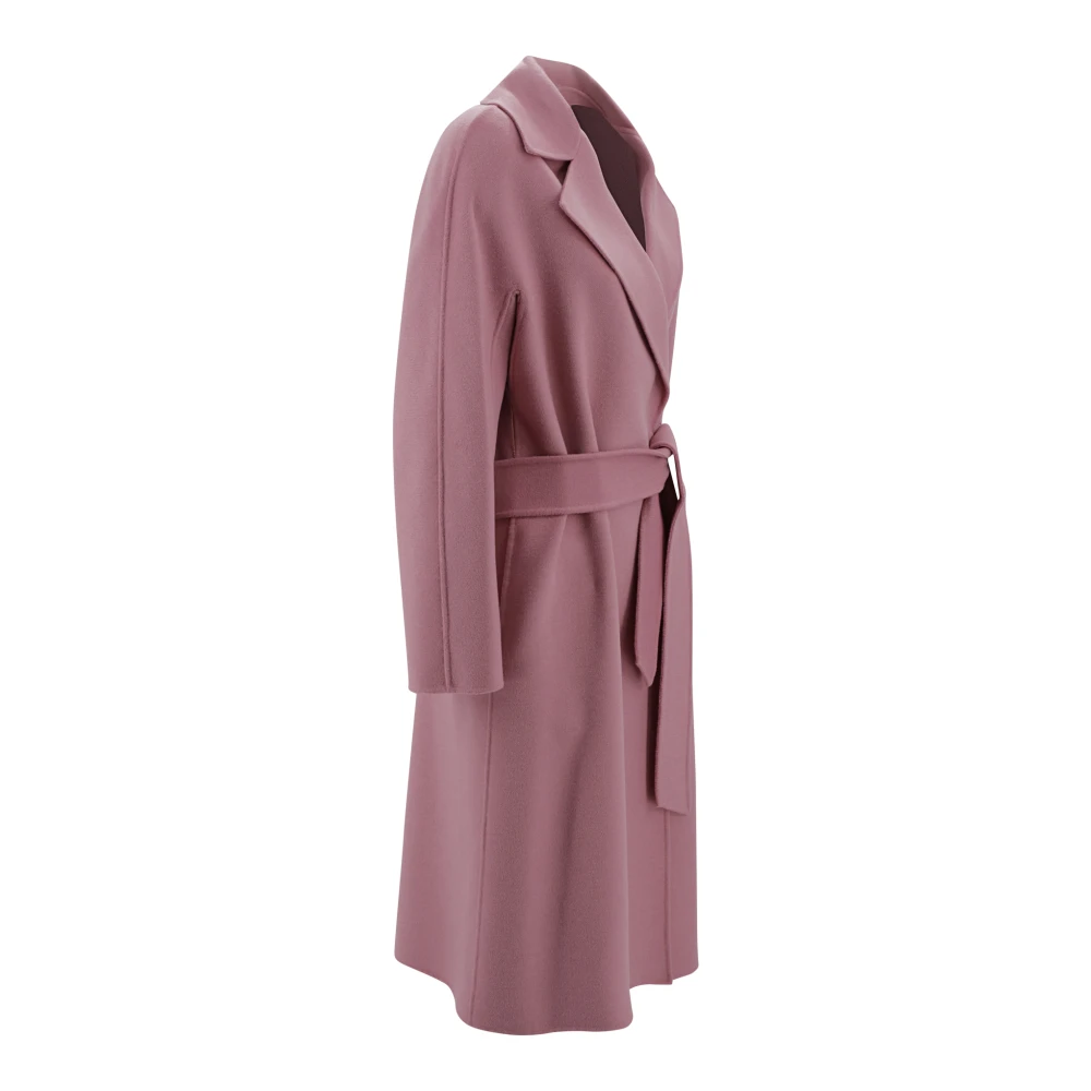 Max Mara Studio Wol Kasjmier en Zijden Midi Jas Pink Dames