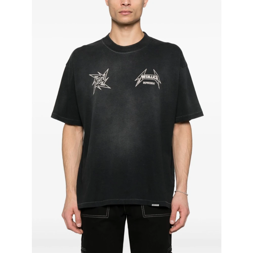 Represent Zwart Oversized T-shirt met Metallica Print Black Heren