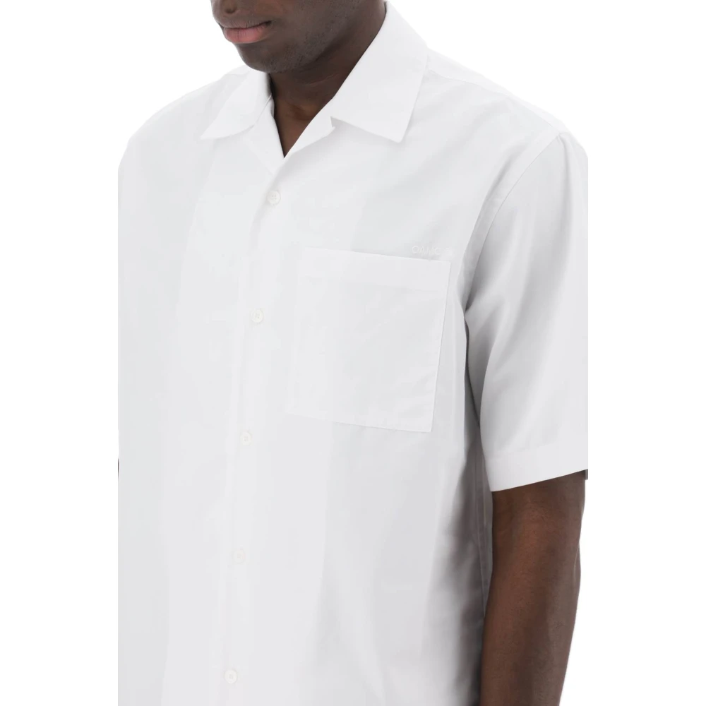 Oamc Scribble-effect Bowling Shirt White Heren