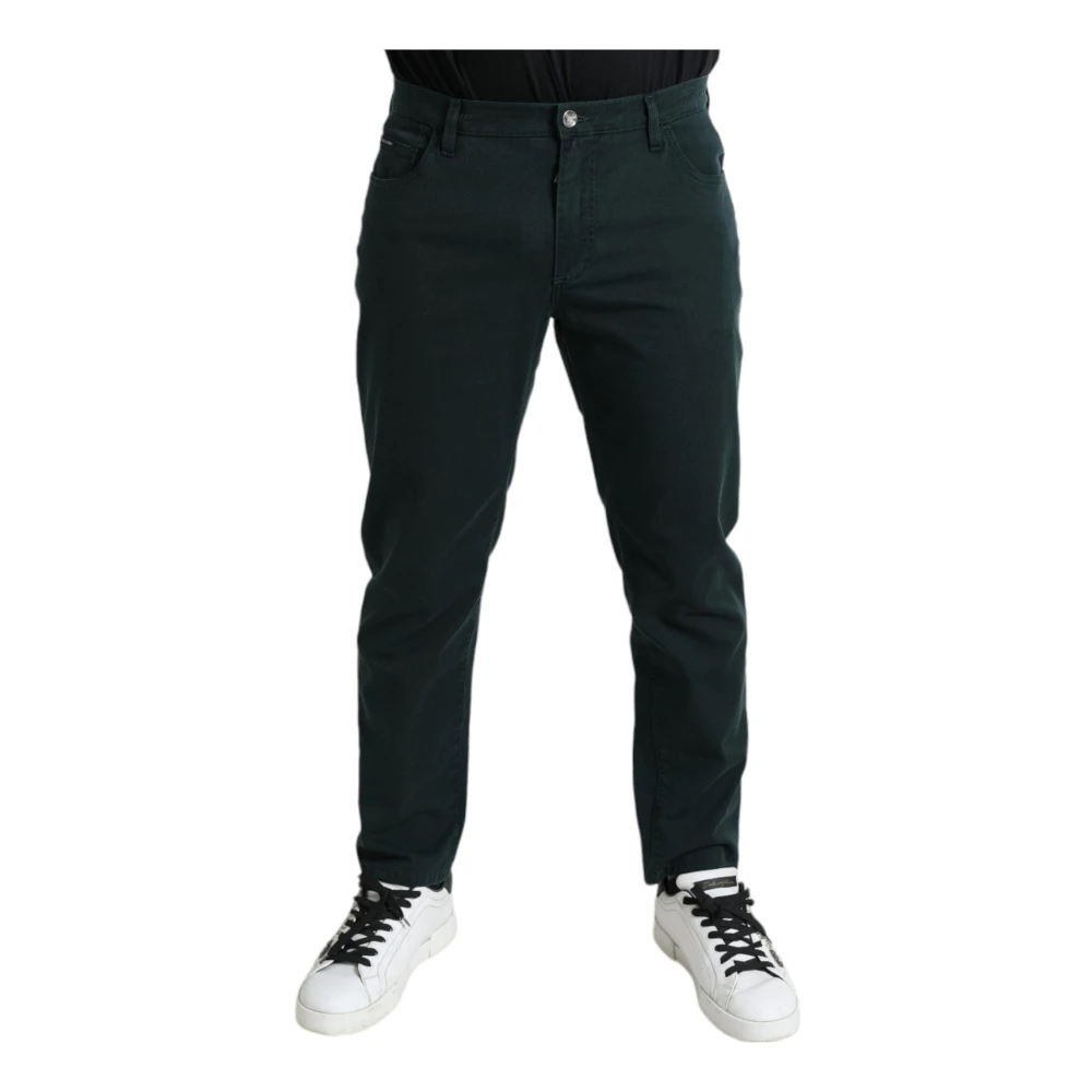 Dolce & Gabbana Men's Green Cotton Stretch Skinny Denim Jeans - Slim Fit Jeans - Xs- Jeans