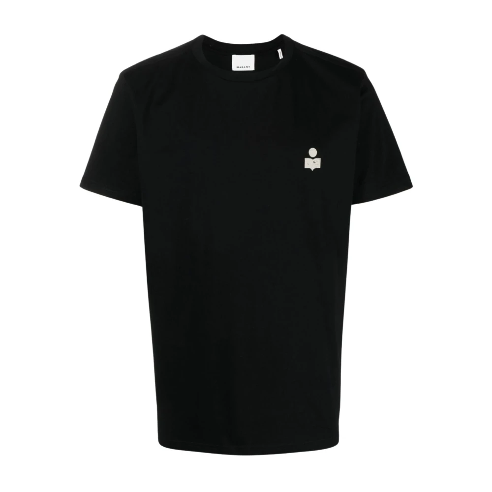 Isabel marant Zwarte katoenen T-shirt met korte mouwen en logo White Heren