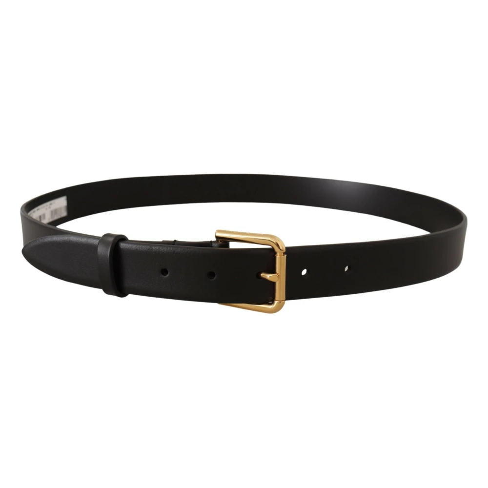Dolce & Gabbana Elegante Leren Riem met Metalen Gesp Black Heren
