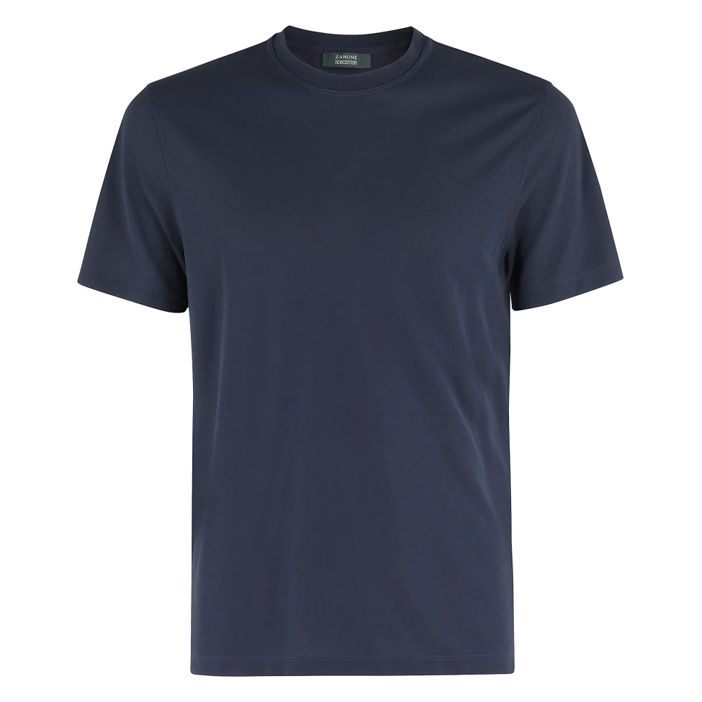 Zanone Men's Blue Open Neck T-Shirt Short Sleeve