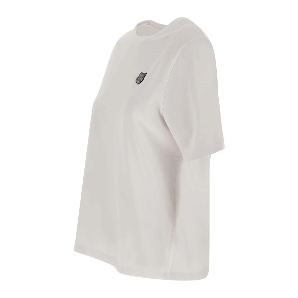 Maison Kitsuné Witte Katoenen T-shirt met Fox Logo White Dames