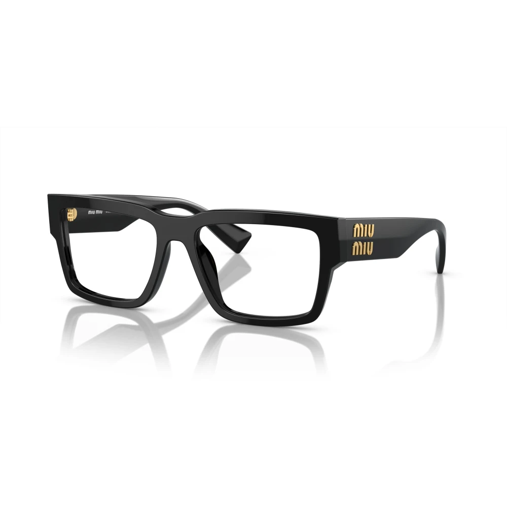 Miu Gedurfde Acetaatbril met Verticaal Logo Black Dames