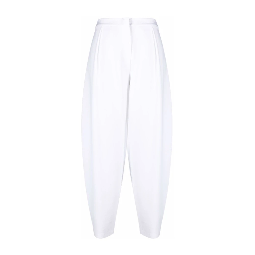 Emporio Armani Hoge Taille Witte Tapered Broek White Dames
