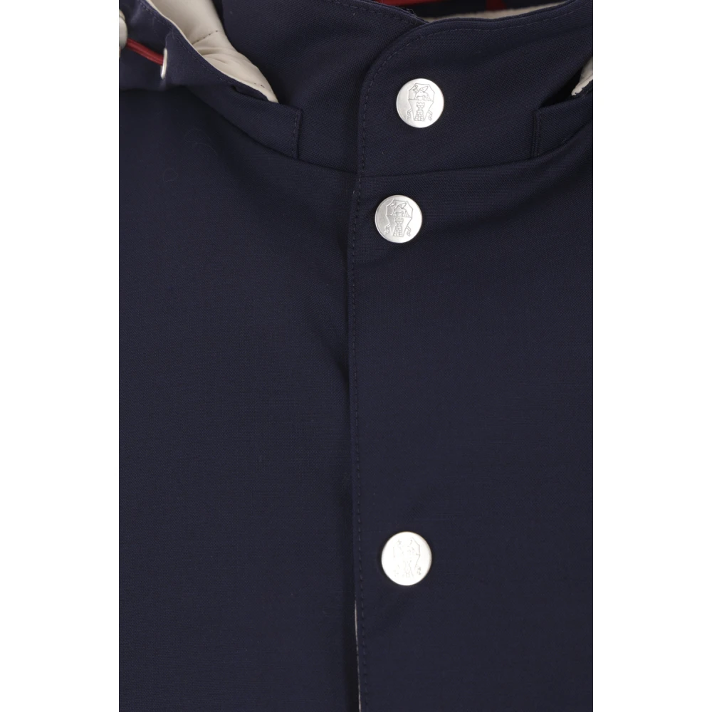 BRUNELLO CUCINELLI Blauwe wollen gewatteerde jas Blue Heren