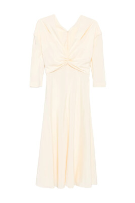 yellow-v-neck-flared-skirt-dress
