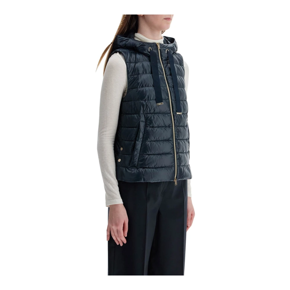 Herno Donkerblauwe Polyamide Gilet met Capuchon Blue Dames