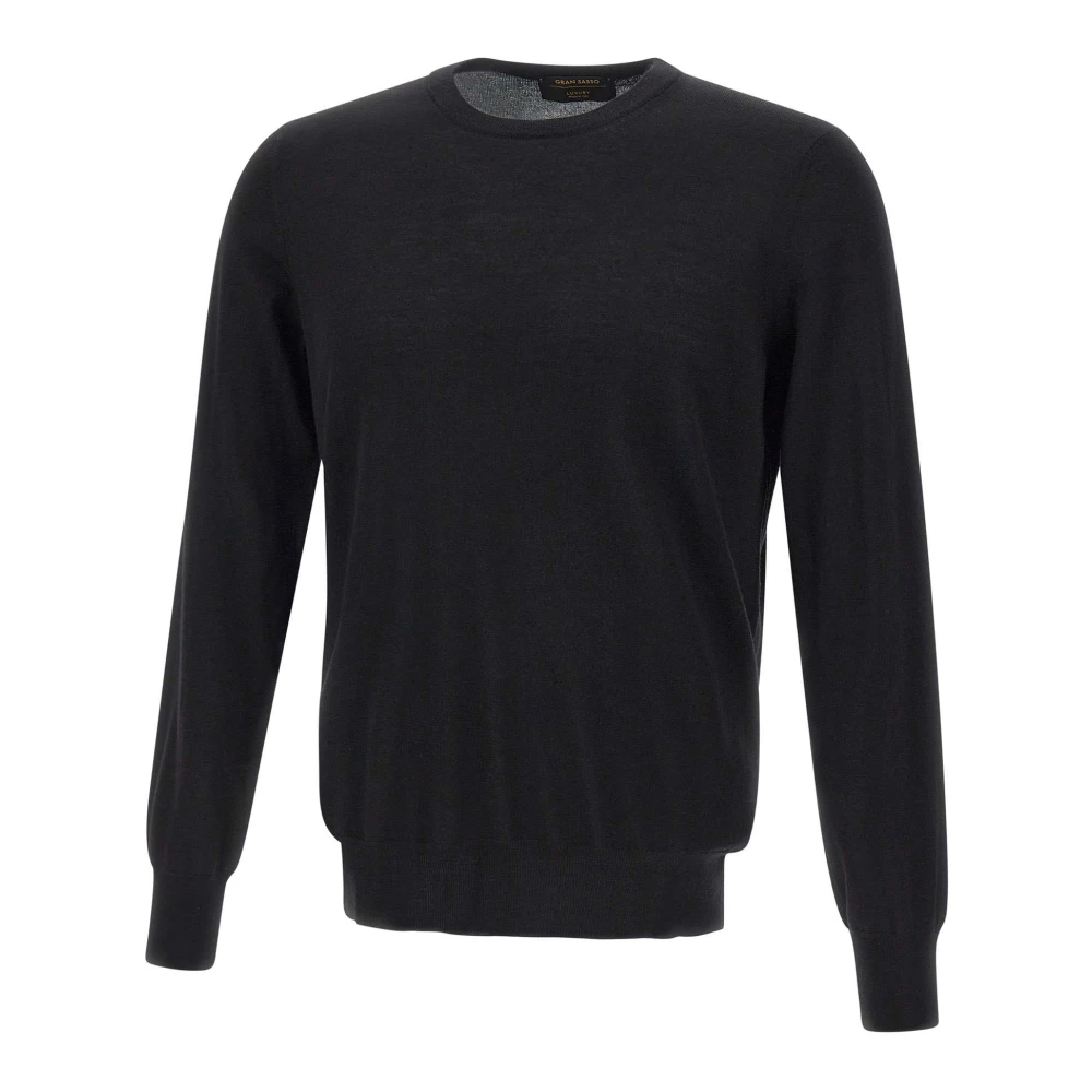 Gran Sasso Herr Svart Stickade Tröjor M, Kashmir, Crew Neck Tröja