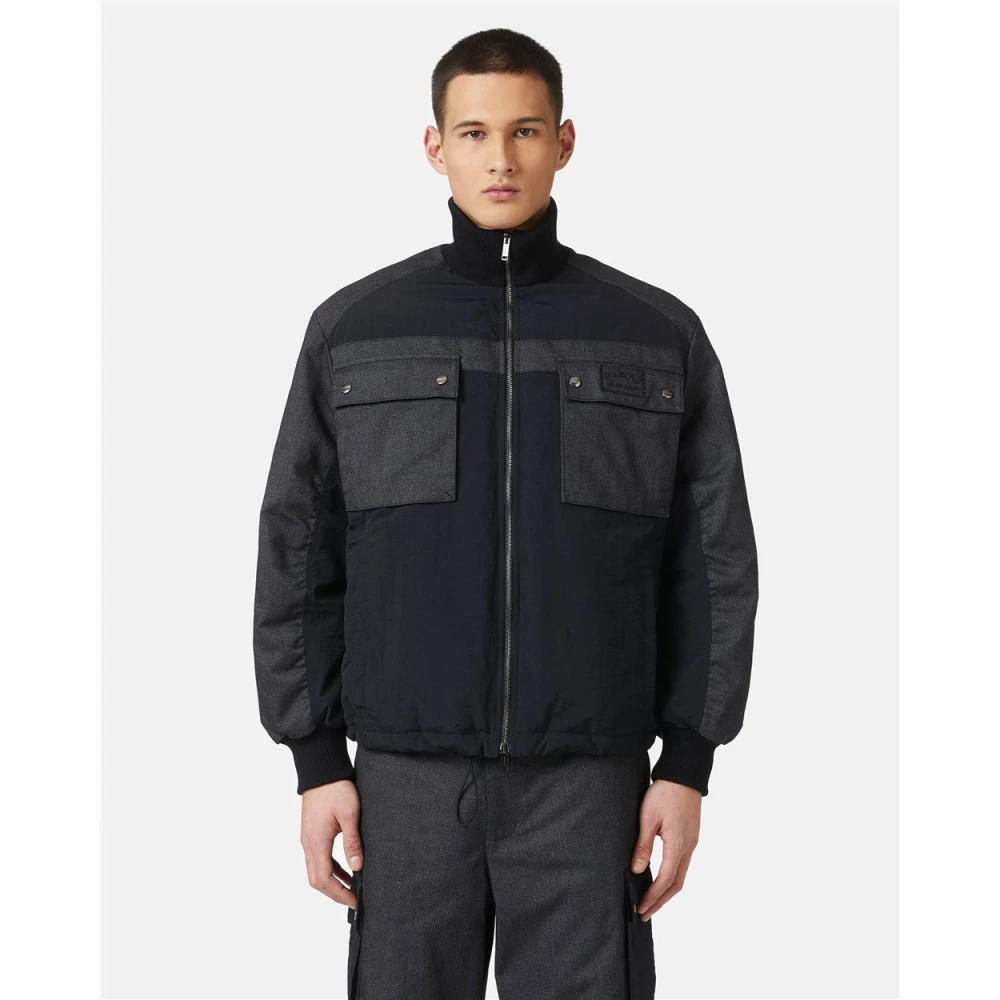Iceberg Nylon en gabardine jas Black Heren