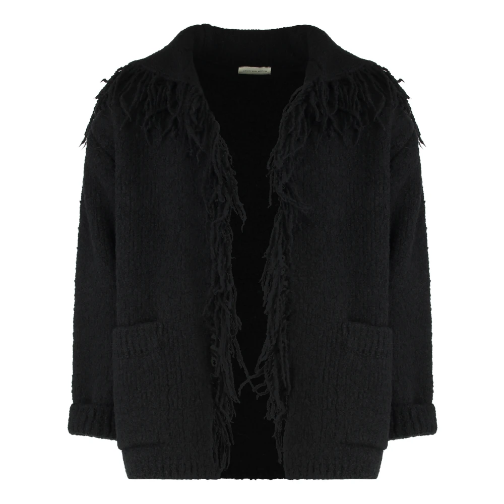 Dries Van Noten Black Cardigans, Male, M, Maxi Cardigan In Wool