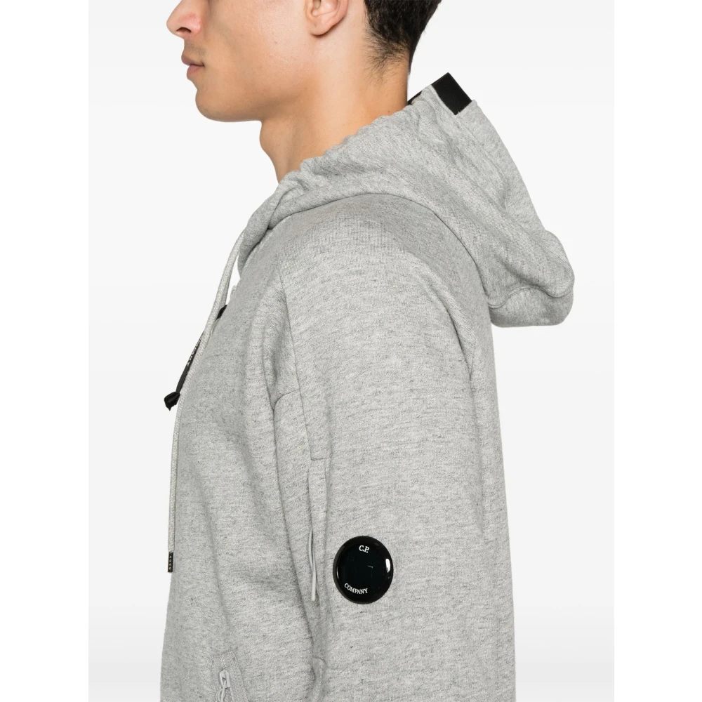 C.P. Company Heather Grey Fleece Hoodie met Lens Detail Gray Heren