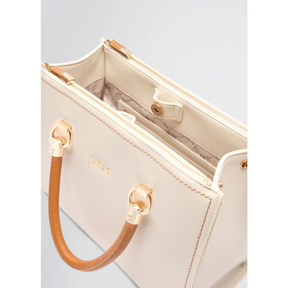 Liu Jo Handtas met drumprint en contrasterend logo Beige Dames