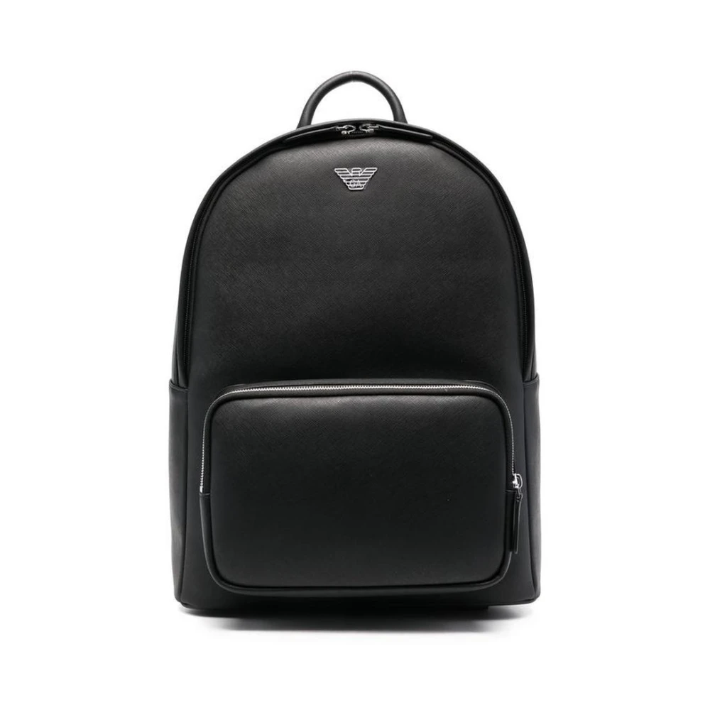Emporio Armani Uomo Nero Zaino Con Logo In Pelle