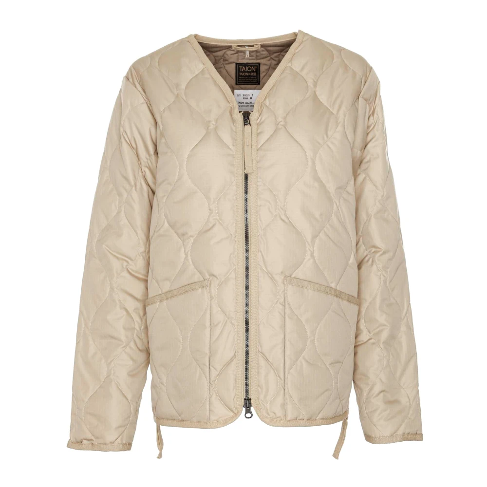Taion Gewatteerde V-hals jas Beige Heren