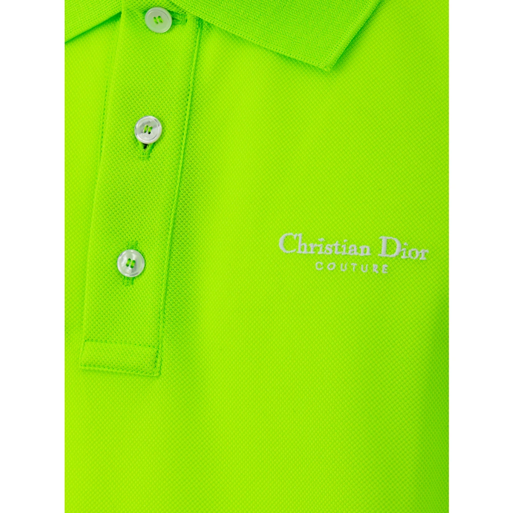 Dior Fluorescerend Katoenen Poloshirt Green Heren