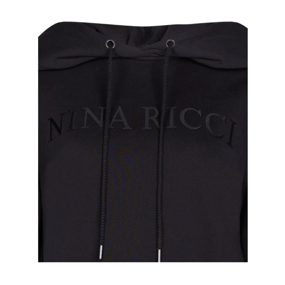 Nina Ricci Zwarte Logo Cropped Hoodie Sweater Black Dames