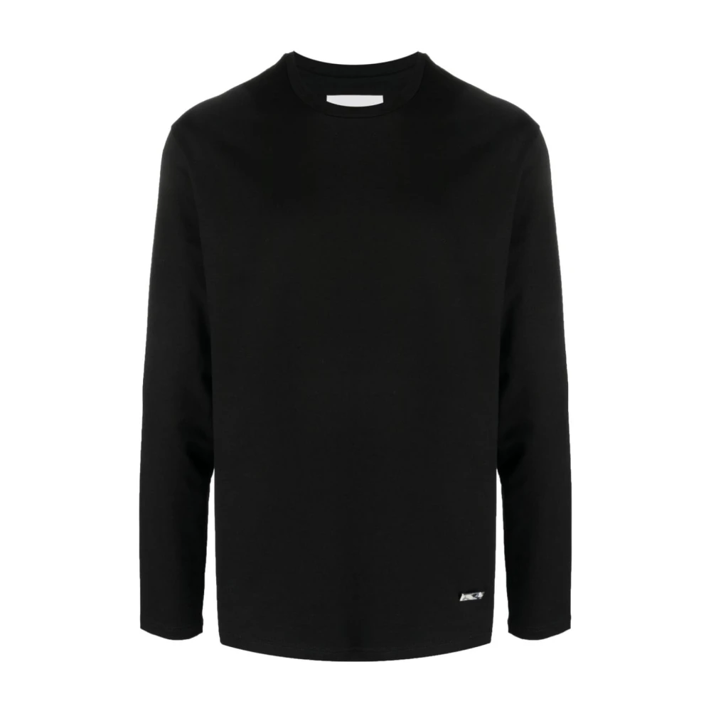 Jil Sander Mannelijk Zwart Tops Heren, S, Logo Plate Long Sleeve Tee