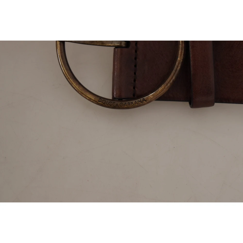 Dolce & Gabbana Elegante leren riem met gegraveerde gesp Brown Dames