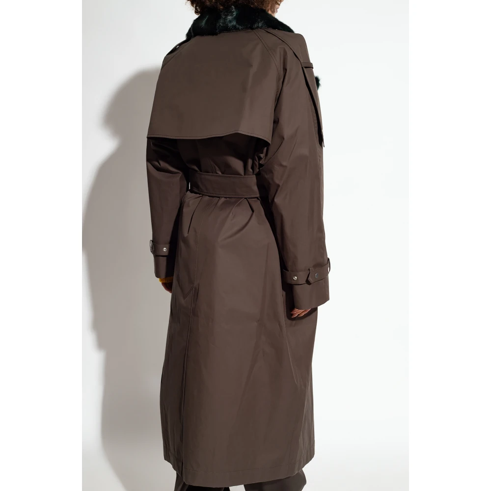Burberry Kennington trenchcoat met bontkraag Green Dames