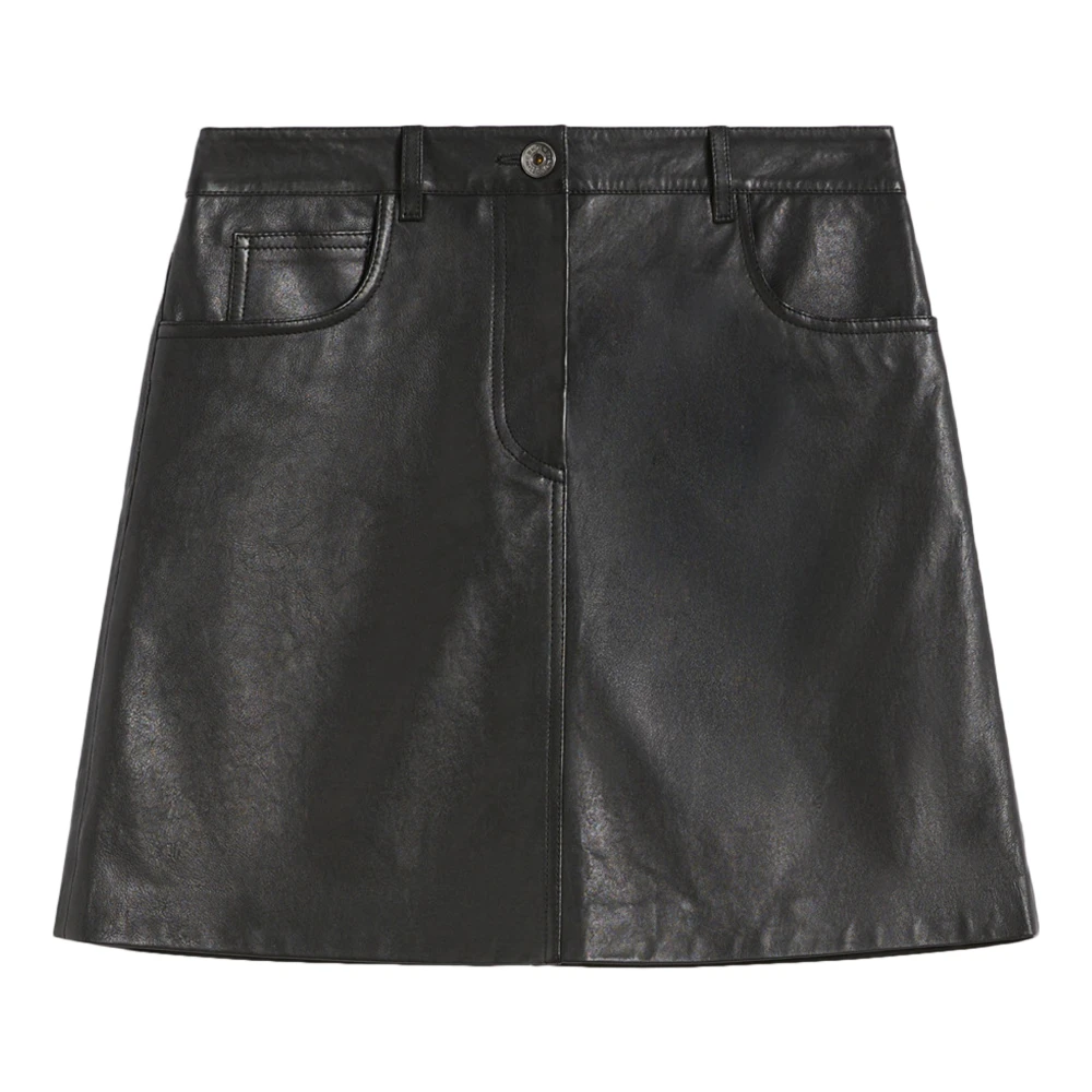 Max Mara Women's Black Leather Skirts, Xs, Weekend Skirts