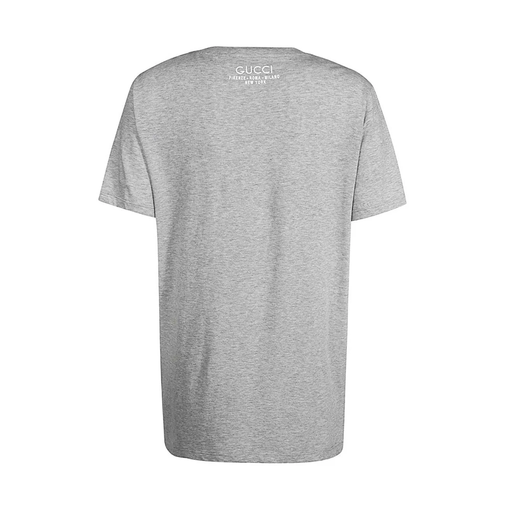 Gucci Geribbelde T-shirt met V-hals van katoen Gray Heren