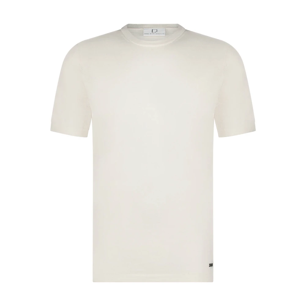 Born With Appetite Gebreide Merino T-shirt Korte Mouw Beige Heren
