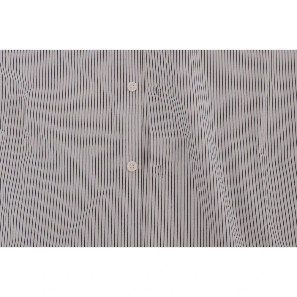 Frankie Morello Blauw Gestreept Casual Katoenen Overhemd White Heren