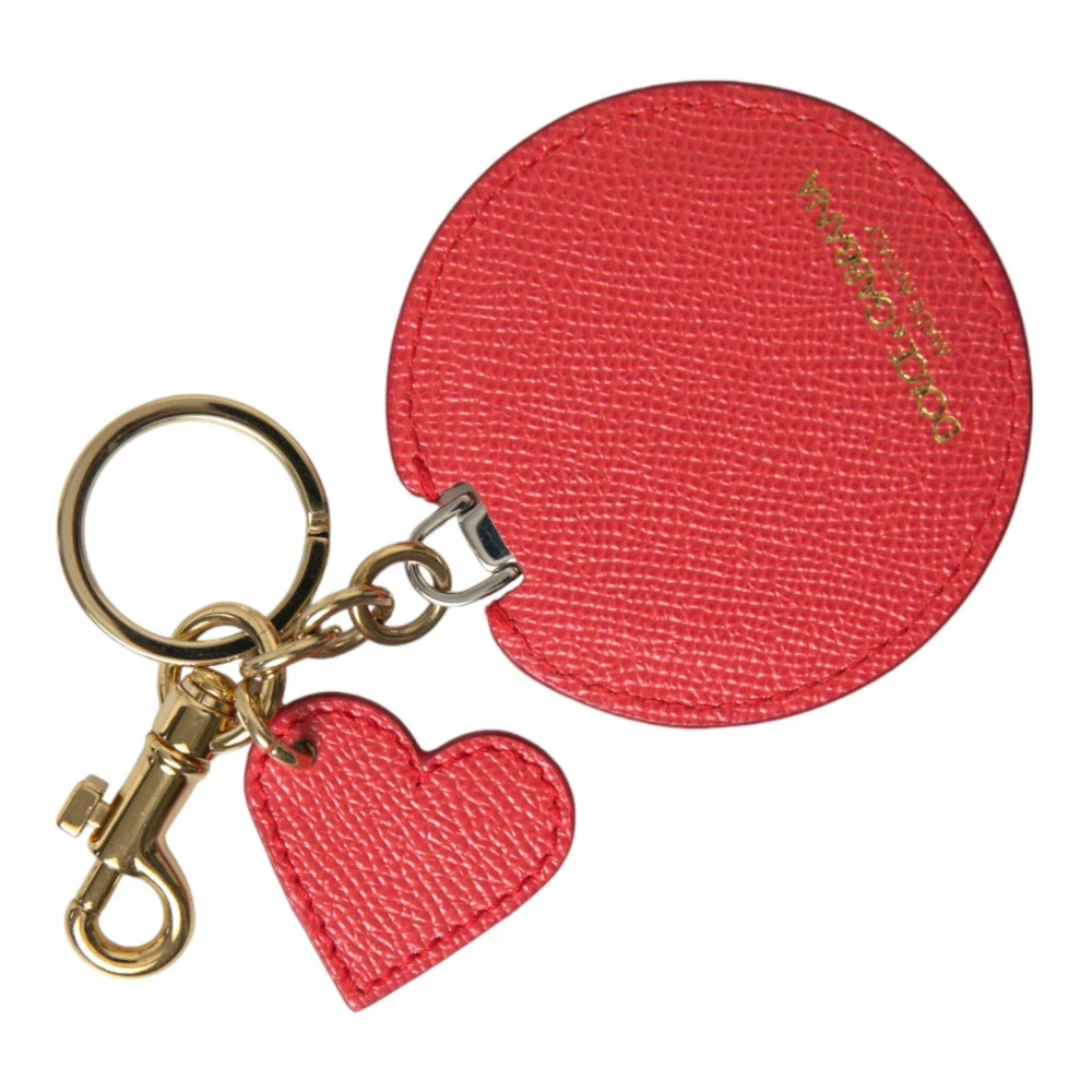 Dolce & Gabbana Elegante rode leren sleutelhanger met gouden accenten Red Dames