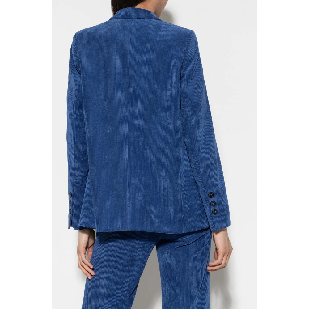 LUISA CERANO Corduroy Casual Blazer Klassieke Kraag Blue Dames