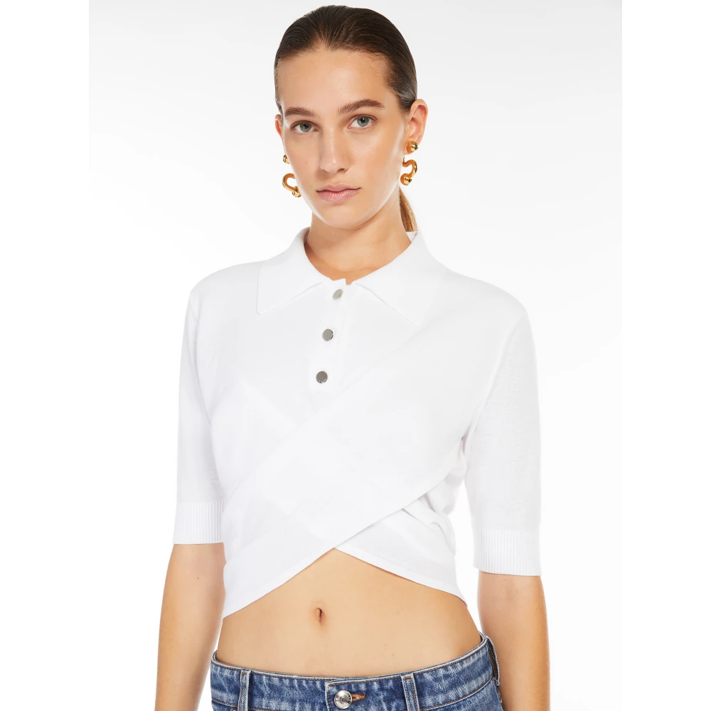 SPORTMAX Witte Polo Shirt met Kruis Hem White Dames