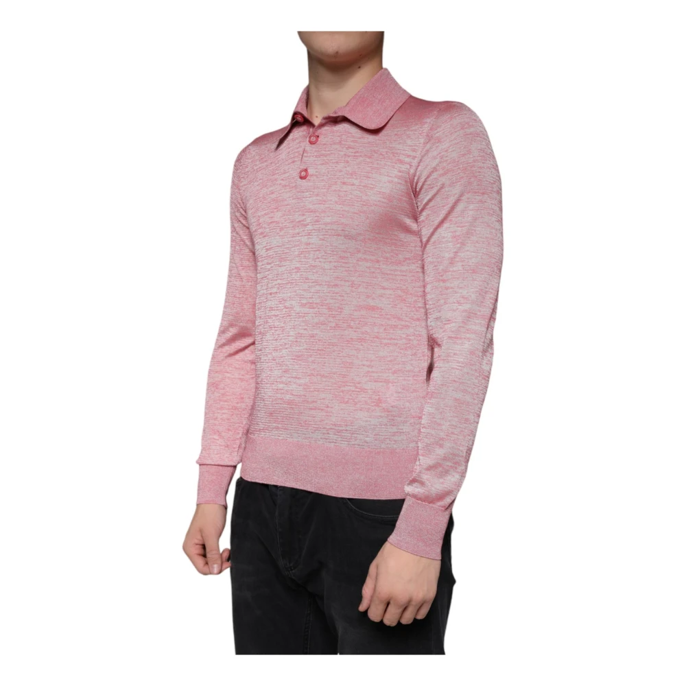 Dolce & Gabbana Roze Logo Polo Shirt met knoopsluiting Pink Heren