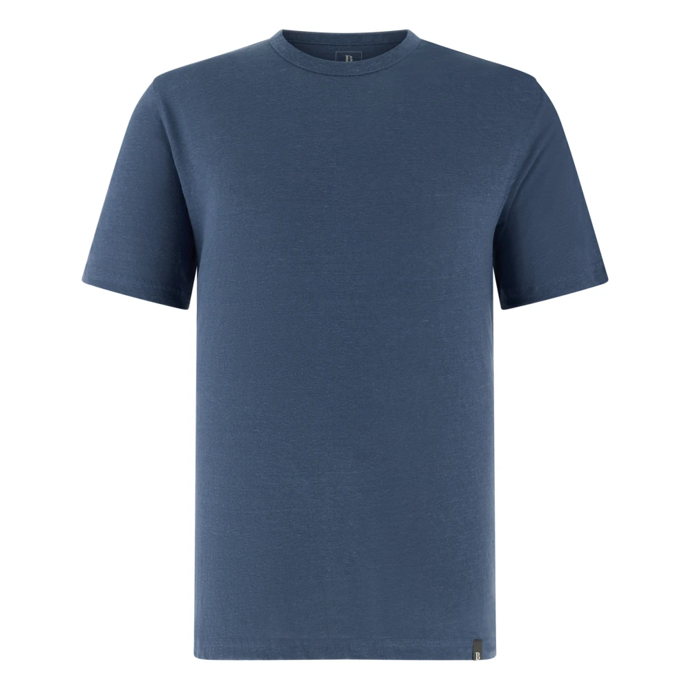 Boggi Milano Mannelijk Blauw Tops Heren, S, Linnen, T-Shirt In Stretch Linnen Jersey