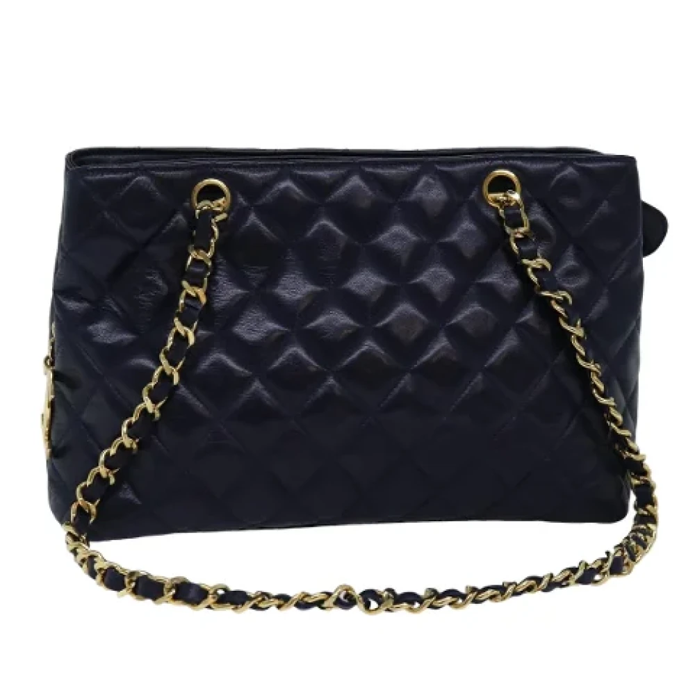 Chanel Vintage Pre-owned Leather chanel-bags Blue Dames