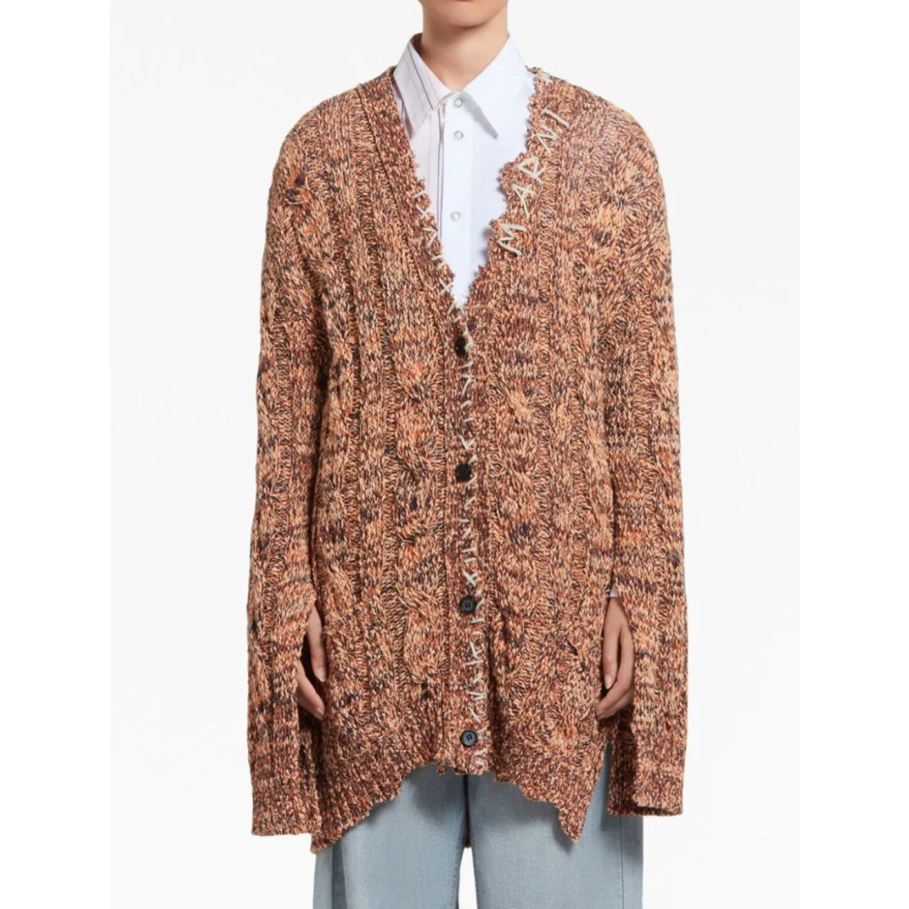 Marni Oversized Cardigan Roestbruin Multicolor Dames